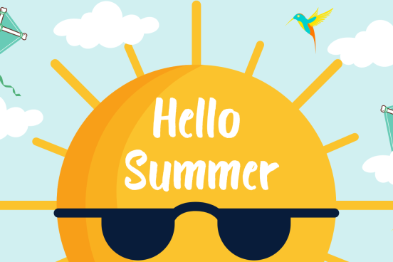 Image of sun with sunglasses: Hello Summer